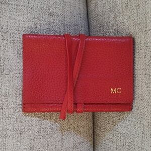 Mark & Graham Red Leather Charger Roll Up *Initials MC*